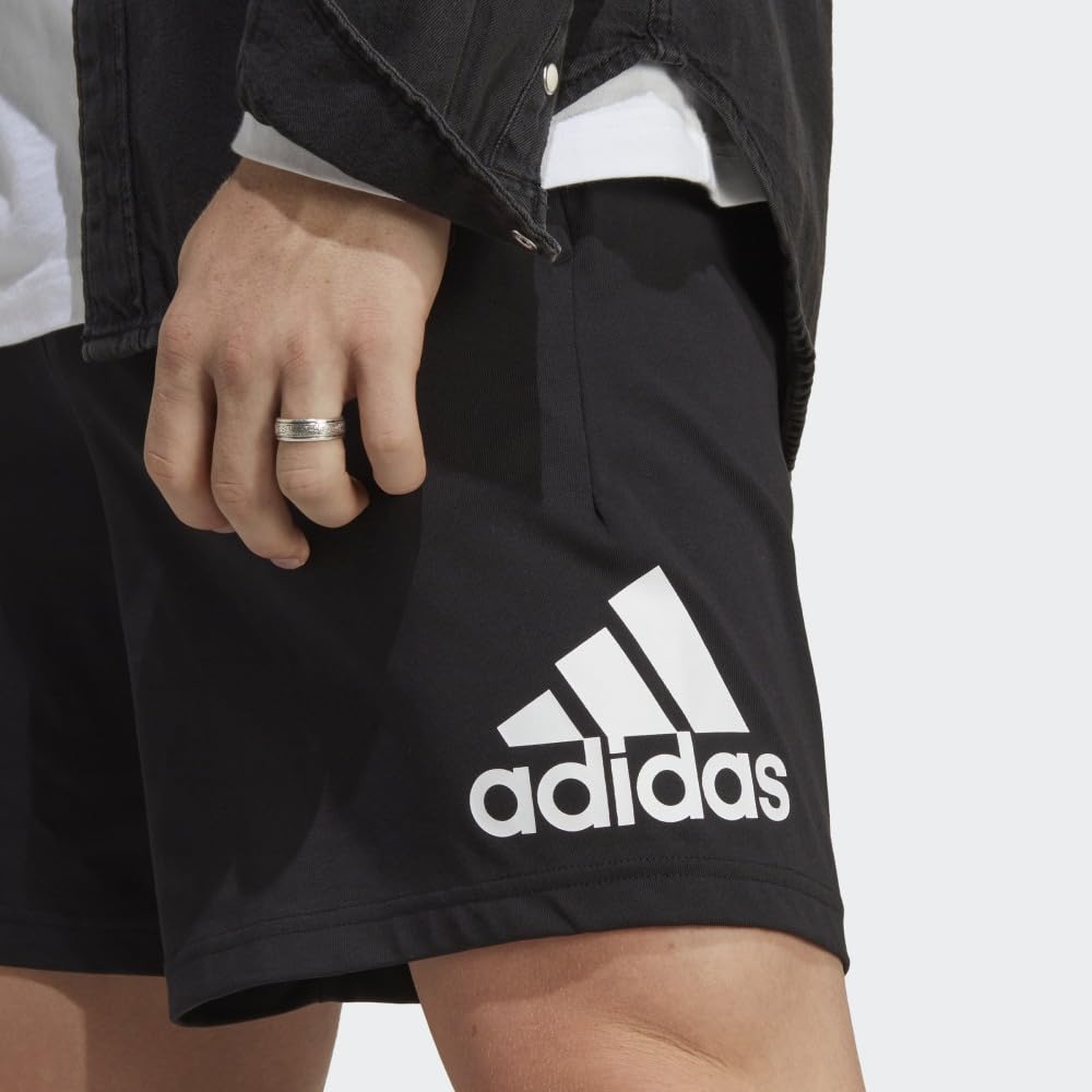 adidas Men's Essentials Logo Shorts, Black, White, Medium at